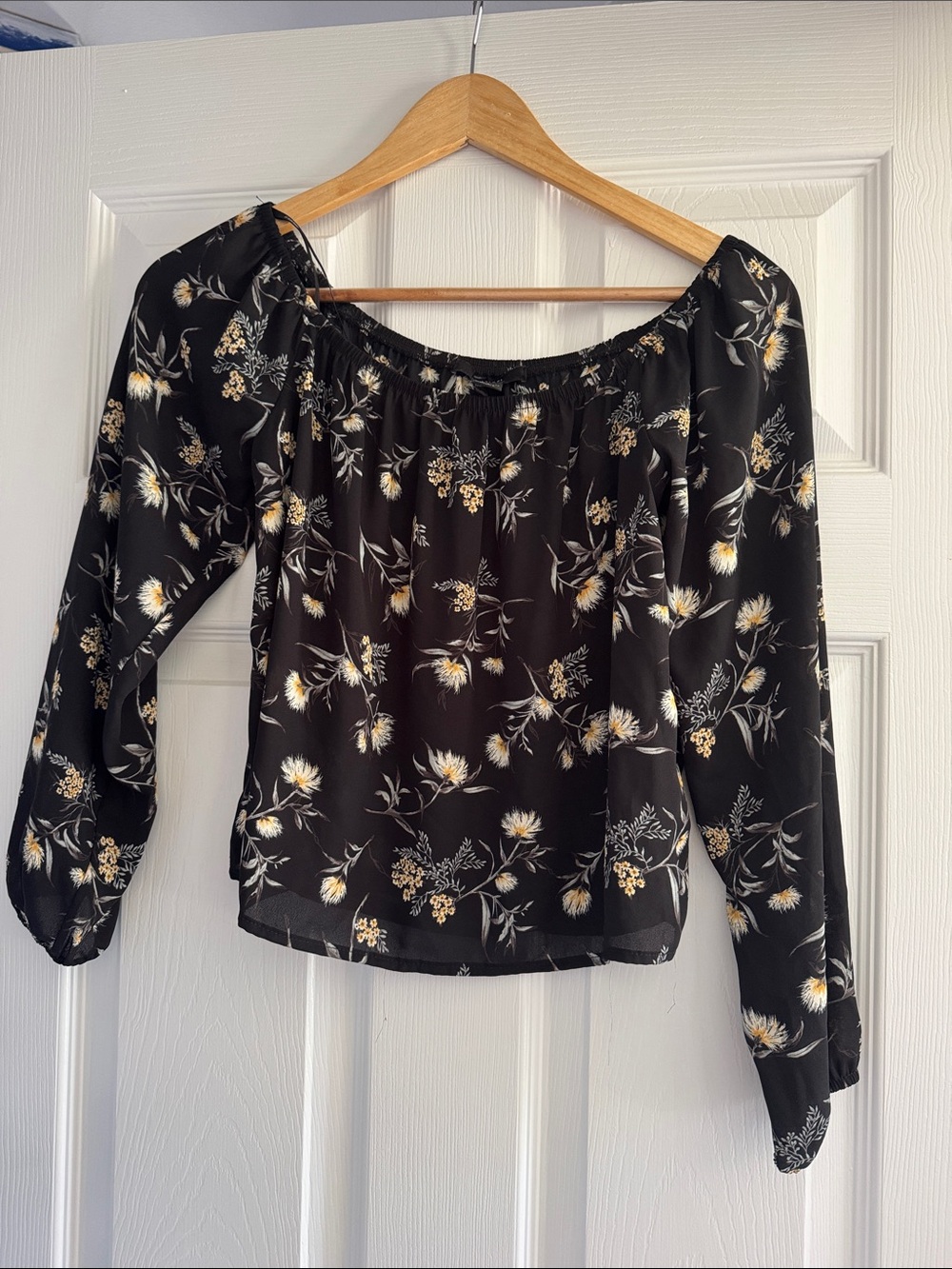 Black Floral Off-Shoulder Blouse